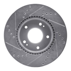 Hyundai Ioniq Brake Rotor (1) - Front Right - R1 Concepts - Drilled & Slotted - Silver - `17-`22